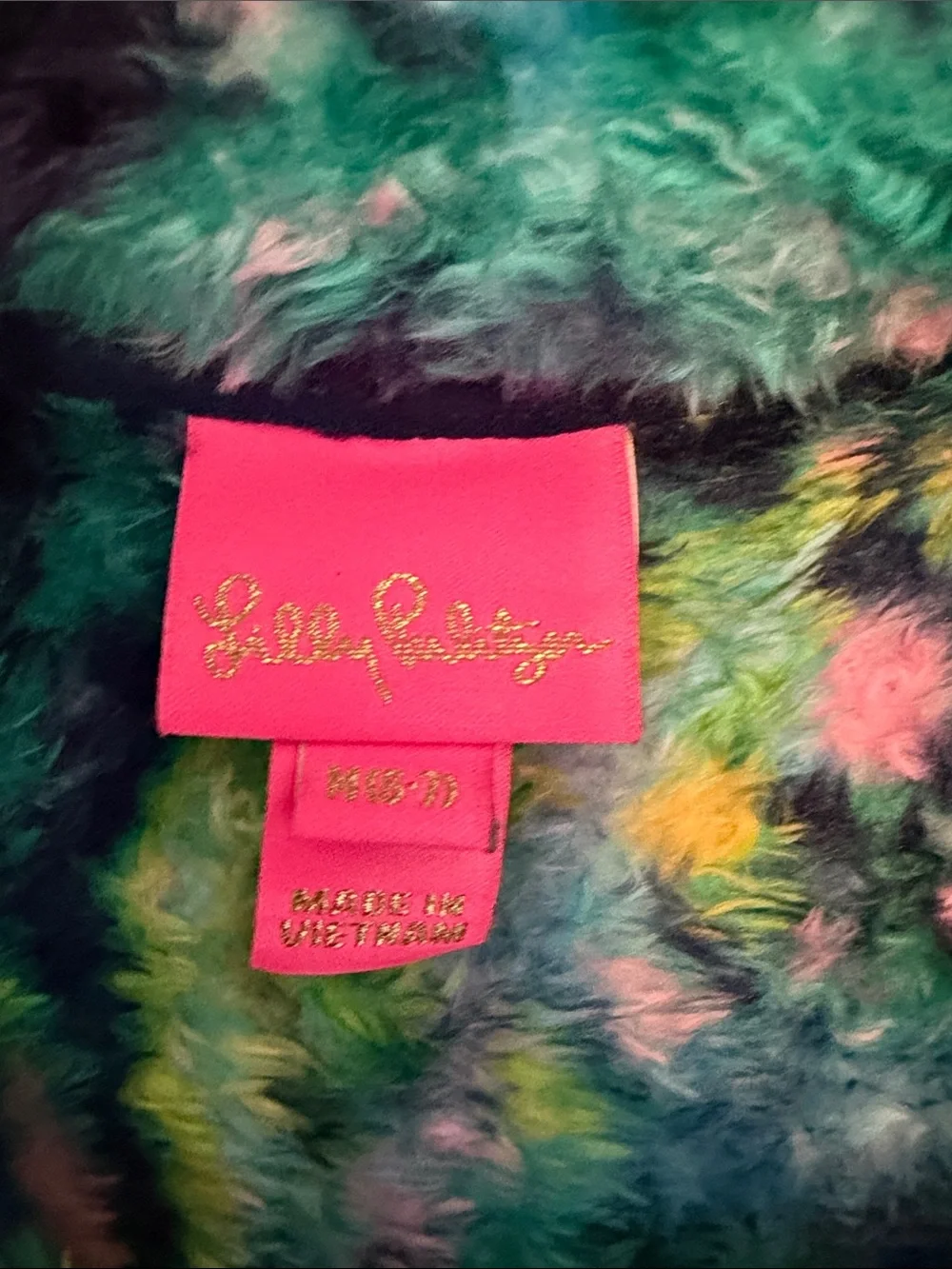 Lilly Pulitzer Navy Sherpa Pullover with Blue & Green Printed Fleece